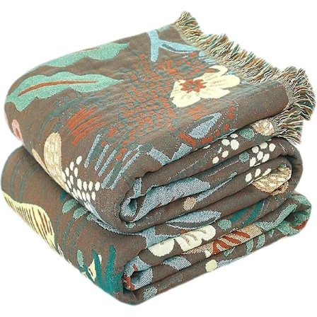 100% Bomulls Boho Takteppe Dobbeltsidig Takteppe Sengelin - Brun 150x200cm