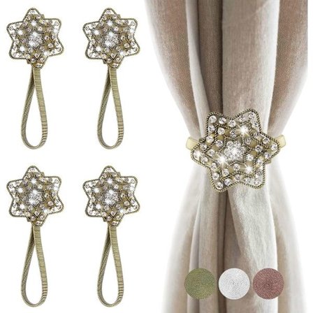 Magnetiske gardinholdere, 4 stk., antik bronze, dekorative C