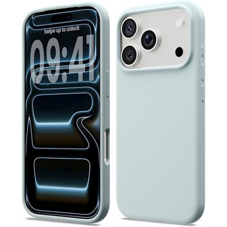 Flydende silikone etui til iPhone 17 Pro, Stødsikkert blødt telefoncover, Fuld kropsbeskyttelse, Mintgrøn