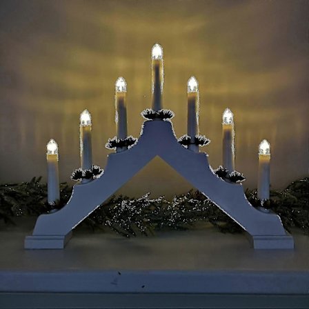 40 cm festlig juletræslysestage med 7 hvide glødepærer