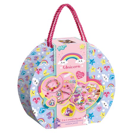 Timanttimaalaus ja Medaljonki Rannerengas Setti Yksisarvinen