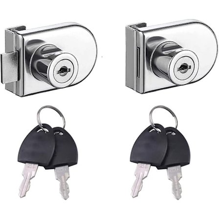 Låseskab Rustfri Dørlås, 2 stk. Glasdisplaylås, Glasdørlås, til Glasvitrineskab Eller Vitrineskab - WELLNGS