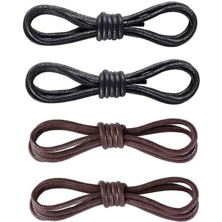 4 par sorte + mørkebrune voksede snørebånd - 80 cm egnet til formelle