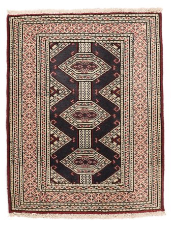 Handgeknoopt Turkaman Vloerkleed 60X78 Perzisch Wol Zwart/Bruin Klein
