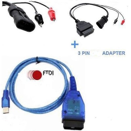 Kkl V409 Usb+fiat Ecu Scan + Fiat 3-stifts Alfa Lancia Till 16-stifts Obd Diagnostikverktyg