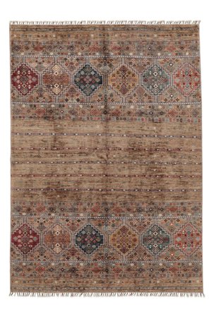 Alfombra Shabargan 173X244 Marrón/Negro (Lana, Afganistán)