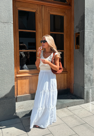 BUBBLEROOM-Cotton Lace Maxi Skirt-L