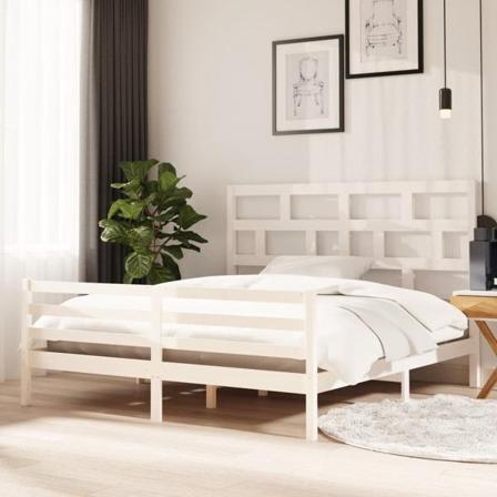 Vidaxl Sängram Vit Massivt Trä 180x200 Cm Vit