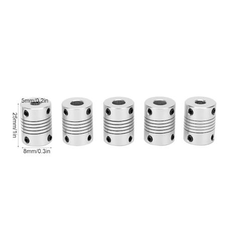 5 st Flexibla Axelkopplingar Aluminiumlegering Styv Klämkoppling 3D-skrivartillbehör