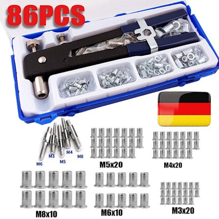 86-delt popnitter M3-M8 gevindnitter med popnittetang popnittetangsæt