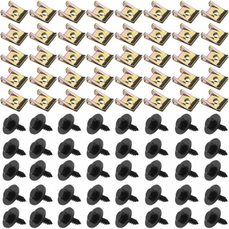 80 st U-klämmor och skruvset Universalmetallmuttrar och bultar för bil