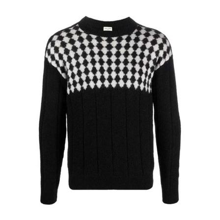 Saint Laurent Round-neck Strik Sort, Herre Strik