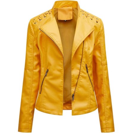 Læderjakke i store størrelser til motorcykelkørsel - Damestørrelser, slidstærkt materiale, sort farve, stilfuld pasform