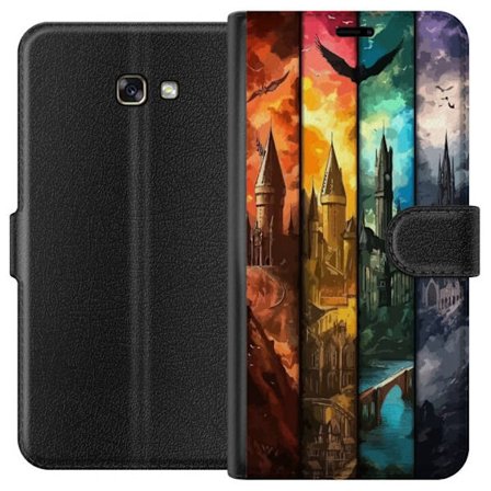 Kompatibel Tegnebogsetui til Samsung Samsung Galaxy A3 (2017) Fire magiske slotte i forskellige elementfarver, episk fantasykunst med ild vand luft og