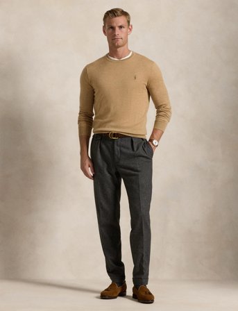 Polo Ralph Lauren Slim Fit Washable Wool Crewneck Sweater - Brown - S