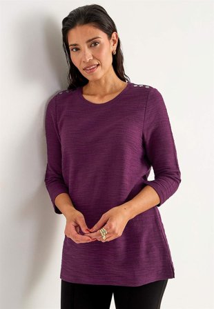 Cellbes of Sweden - Jerseytunika med struktur i blomme til damer i størrelse 46/48