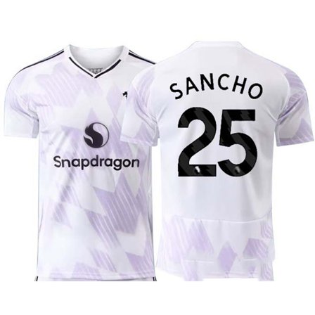25-26 Manchester United F.C. Bortatröja Vit NO.25 SANCHO Fotbollsklubb Bortaställ Fotbolls T-shirt S-2XL
