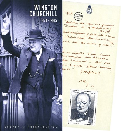 Frankrig - Winston Churchill - Postfrisk miniark i folder