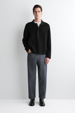 COS Men's Double Faced Wool Knitted Jacket in Black