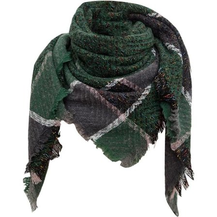 Dam Scarf Höst Vinter Klassisk Fransar Rutiga Scarf Varma Mjuk Chunky Stor Pläd Wrap Sjal Scarves Cirkel Scarf (Grön)