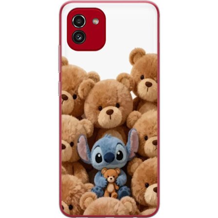 Kompatibel Mobilcover til Samsung Samsung Galaxy A03 Sød og sikker illustration med Stitch omgivet af bamser, der skaber en varm og legende følelse