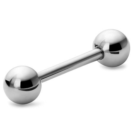 16 mm Silver-Tone Straight Ball-Tipped Surgical Steel Barbell for Men - Ear piercing jewellery