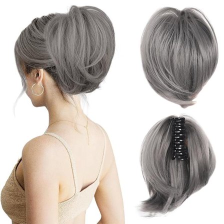 Rodet Bun Hårstykke, Klips-i Kort Hestehale Forlængelse