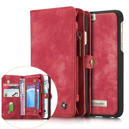 Iphone 6/6s Plus - Caseme 2-i-1 Multifunktionellt Plånboksfodral Red Röd