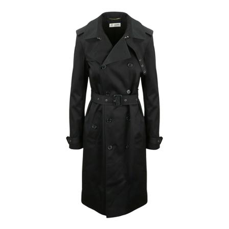Saint Laurent, Belted Trench Coat Zwart, Dames, Maat:S