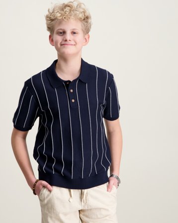 ONLY & SONS JUNIOR OSJSAIM REG 12 STRIPE SS POLO KNT Blå Trøjer Dreng - Kids Brand Store