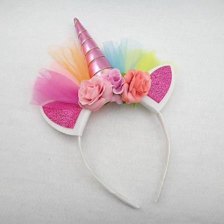 2X Halloween Julenisse Jul Gave Dekorasjon Unicorn Hodebånd Hårtilbehør Pink