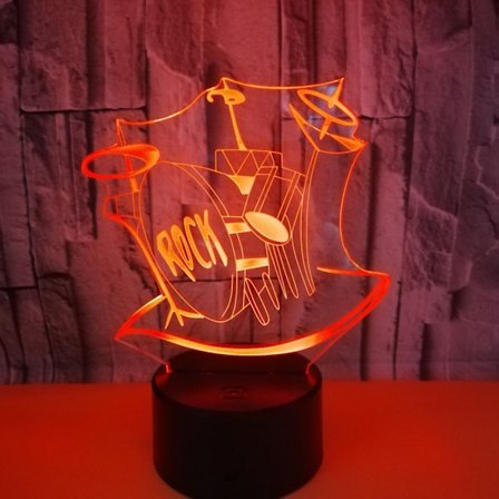 3D Rock Drum Light Touch Table Desk Optical Illusion Lamps 7 Färgförändrande Ljus Heminredning Jul Födelsedagspresent(Stil 21)