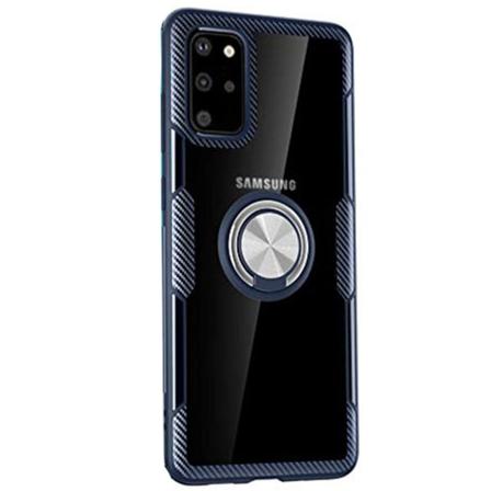 Samsung Galaxy S20 Plus - Glatt Leman-deksel med ringholder Marinblå/Silver