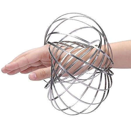 3d Magic Toy Arm Slinky Toroflux Flippy Flux Flow Ringar Spinner Dynamic Armband, Silver