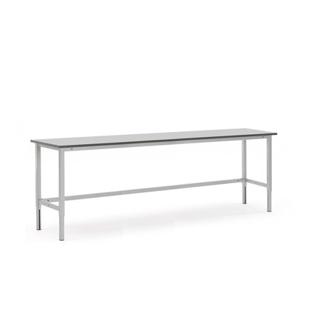 Hæve sænke arbejdsbord MOTION, manuel, 400 kg belastning, 2500x600 mm, grå