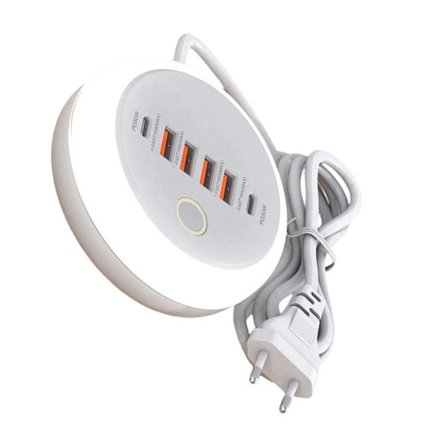 Monitoiminen USB Type C -lataussovitin, 6 laitteen samanaikainen lataus, 2 Type C -porttia