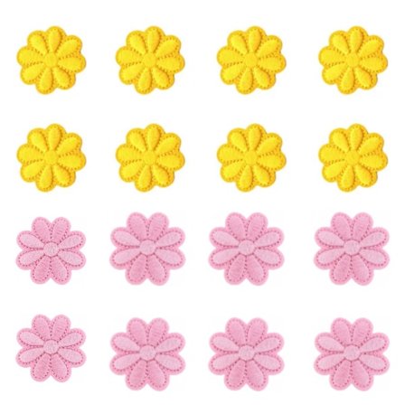 Broderad patch, patch-16 stycken (gul/rosa)