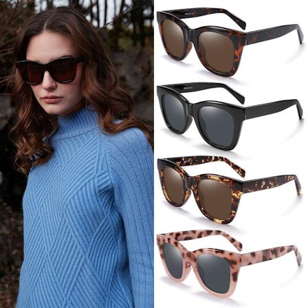 4 Pack Oversized Polarized Sunglasses Women Square Frame 100% UV400