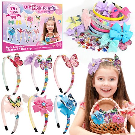 Sommerfugl Hårbøjle Sæt, Kreative Håndværkssæt til Børn, DIY Sjove Hårbånd & Hårtilbehør Legetøjssæt - Fødselsdagsgaver & Gaver til Piger