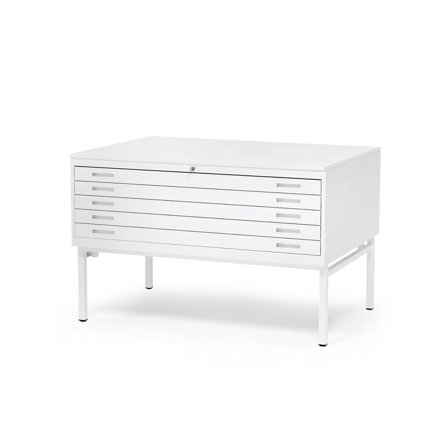 Komplett tegningsskap, enkelt, A0, topplate laminat, hvitt