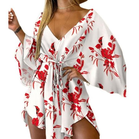 Sommarklänning för damer med blommigt knytband