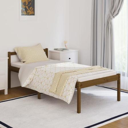 Vidaxl Sängram Honungsbrun Massiv Furu 90x190 Cm 3ft Brun