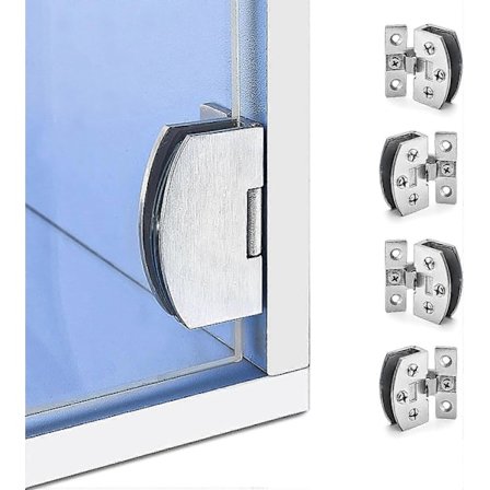 4 stk. glashængsler til døre, skab, vitrineskab, vinskab, klemme, port hængsler, glashængsel til skab