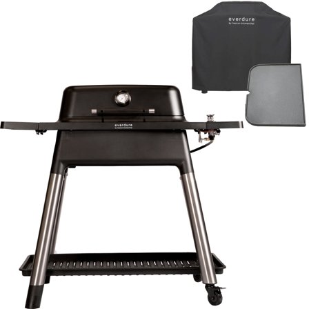 Everdure Force gasgrill + grillovertrekk & grillplade, matt svart' - 'Matt sort