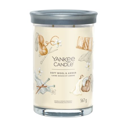 Yankee Candle Signature Tumbler Candles Soft Wool & Amber 567g - Candela Profumata