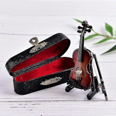 Mini Violin Miniature Musikinstrument Træmodel Med Støtte Og Etui_om