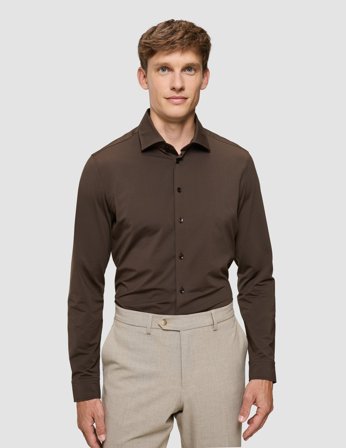 Shaping New Tomorrow - Travel shirt - Saddle Brown - Slim Fit - Herre - Størrelse XL