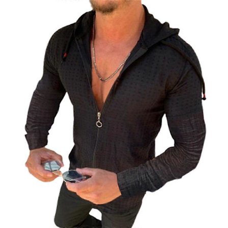 Tynd Sports Zip Up Hættetrøje Mænd Langærmet Hættetrøje Casual Slim Top