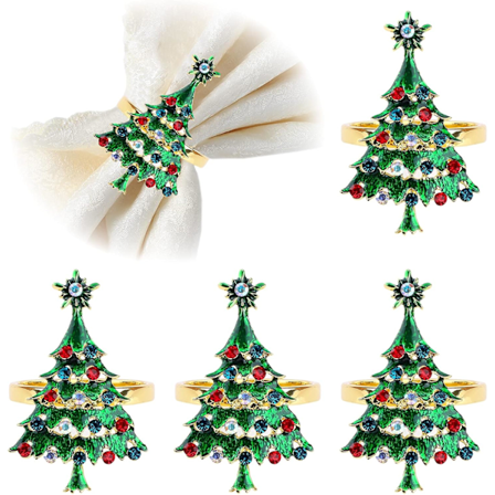 Set med 4 Servettringar Jul Servettringar Jul Servettringar Metall Jul Servetthållare Servettöverdrag Jul