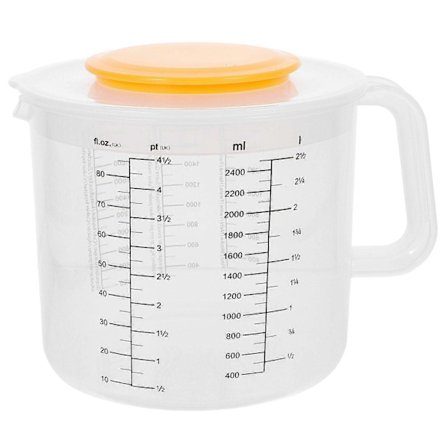 1 st 2,5L Bakmått Mätkopp Hushåll Blandningsskål med Lock (Vit)